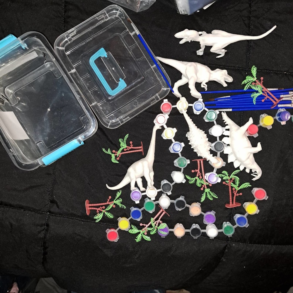 20-piece dinosaur painting set, 5 dinosaur figures paint brushes